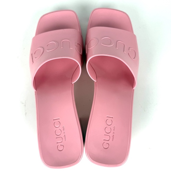 GUCCI Rubber Pink Wild Rose Platform Slide Sandals 36, 6 - Picture 8 of 15